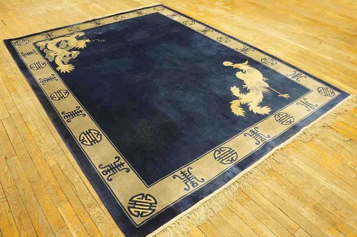 Vintage 1980s Chinese Silk Dragon & Phoenix Carpet ( 6' x 8' - 183 x 245 ) For Sale 1