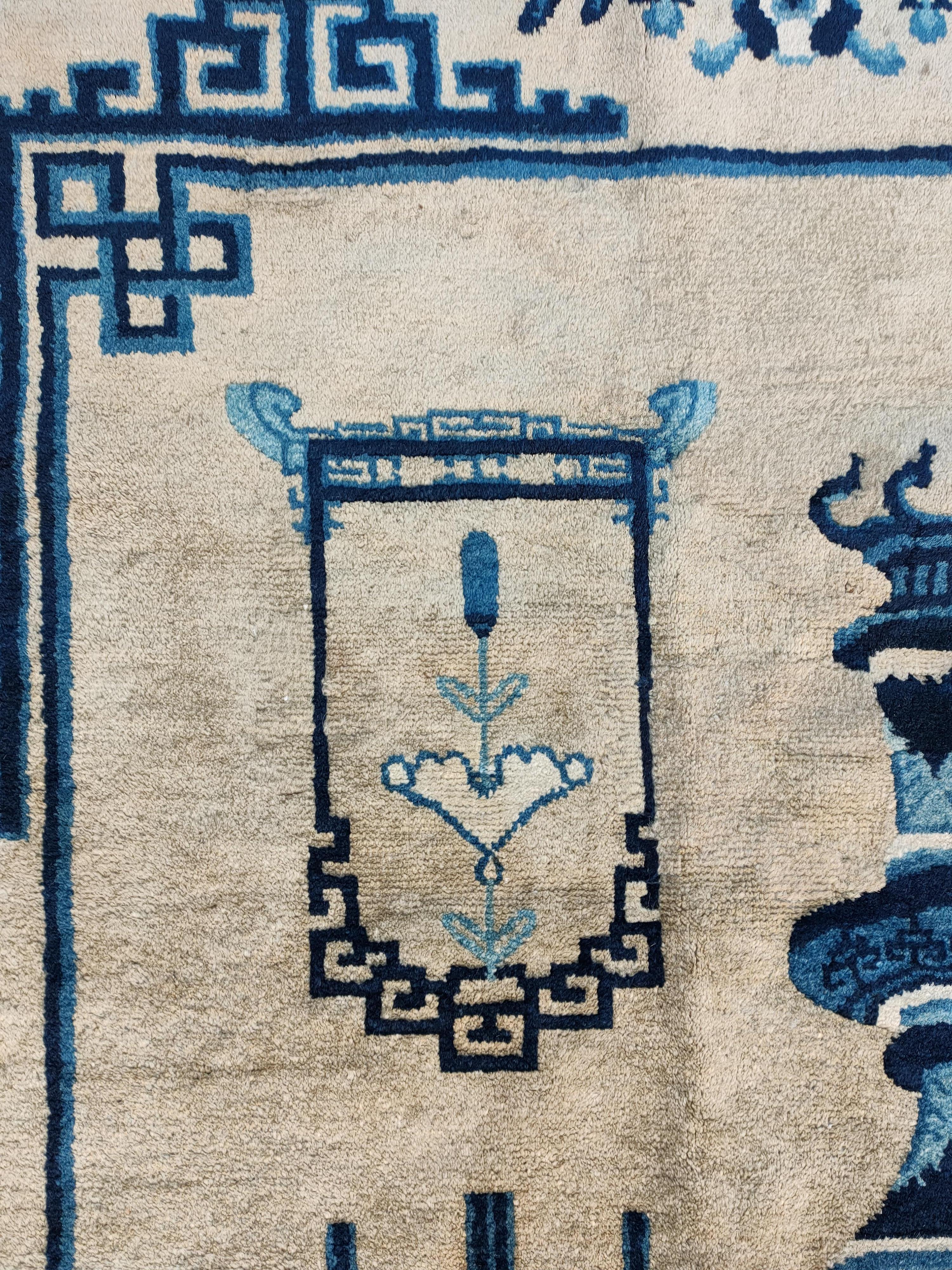 Laine Tapis chinois Peking 100 Antiques du début du 20e siècle (7'3