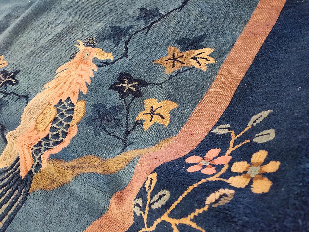 Wool 1920s Oval Chinese Peking Carpet ( 7'3