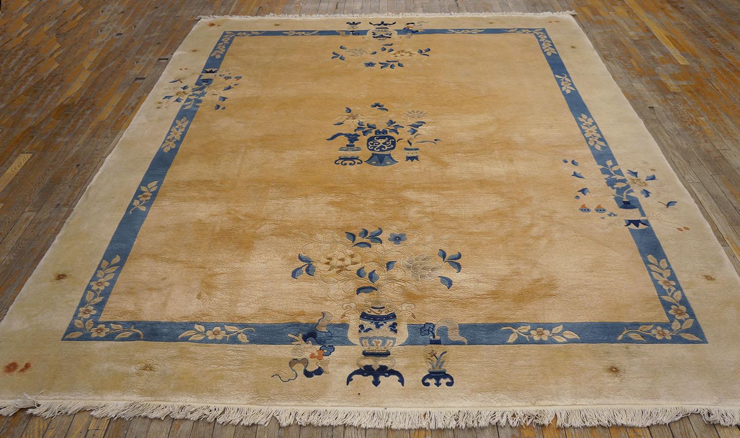 Vintage Chinese Peking Carpet From 1980s ( 8' '' x 9' 8'' - 243 x 294 cm ) For Sale 2
