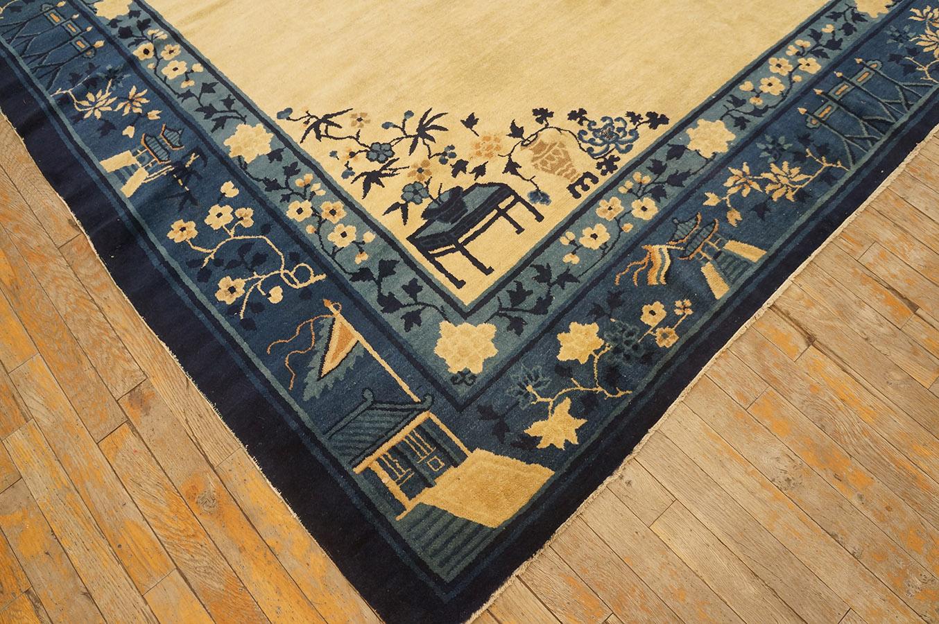 Hand-Knotted Antique Chinese Peking Rug8' 0'' x9' 6'' For Sale