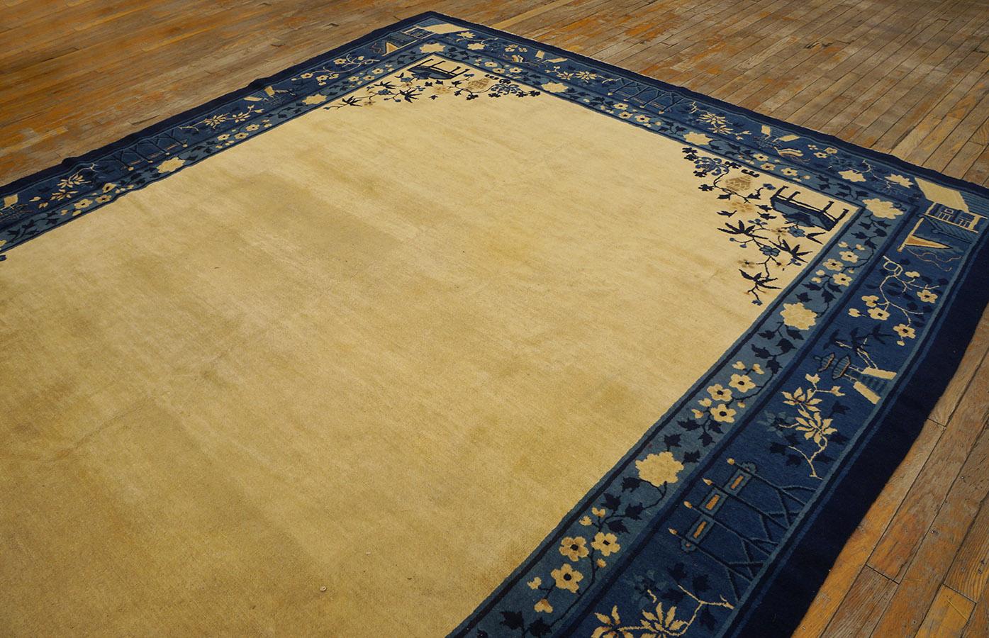 Wool Antique Chinese Peking Rug8' 0'' x9' 6'' For Sale