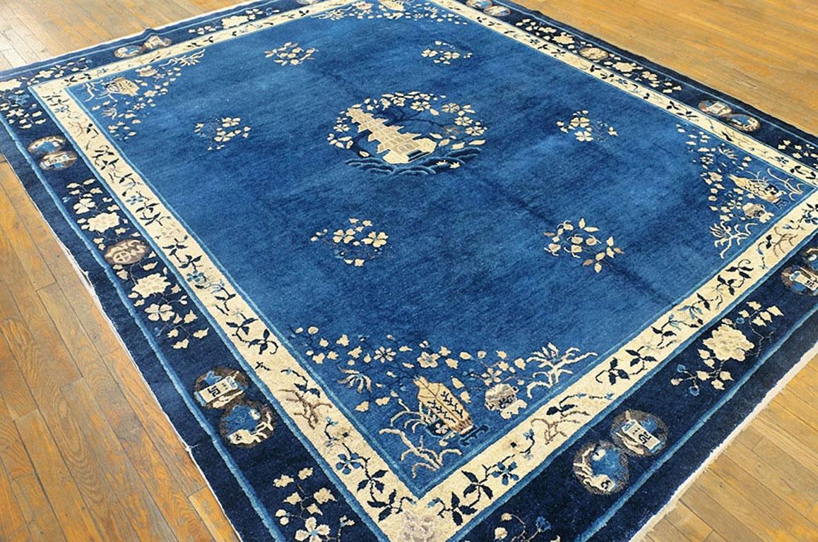 Hand-Knotted Antique Chinese Peking Rug 8' 0'' x 9' 8'' For Sale
