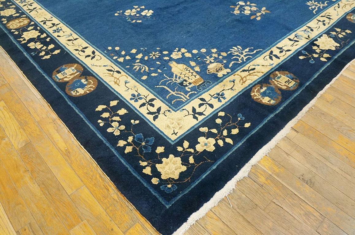 Antiker chinesischer Peking-Teppich 2,25 m x 2,25 m (Handgeknüpft) im Angebot