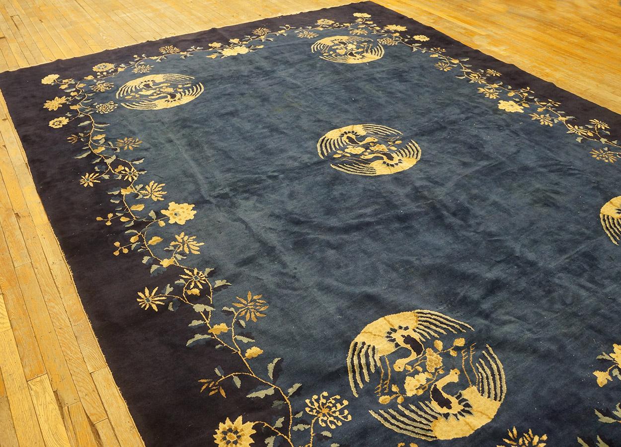 Antique Chinese Peking Rug 8' 10''x 11' 8'' In Good Condition For Sale In New York, NY