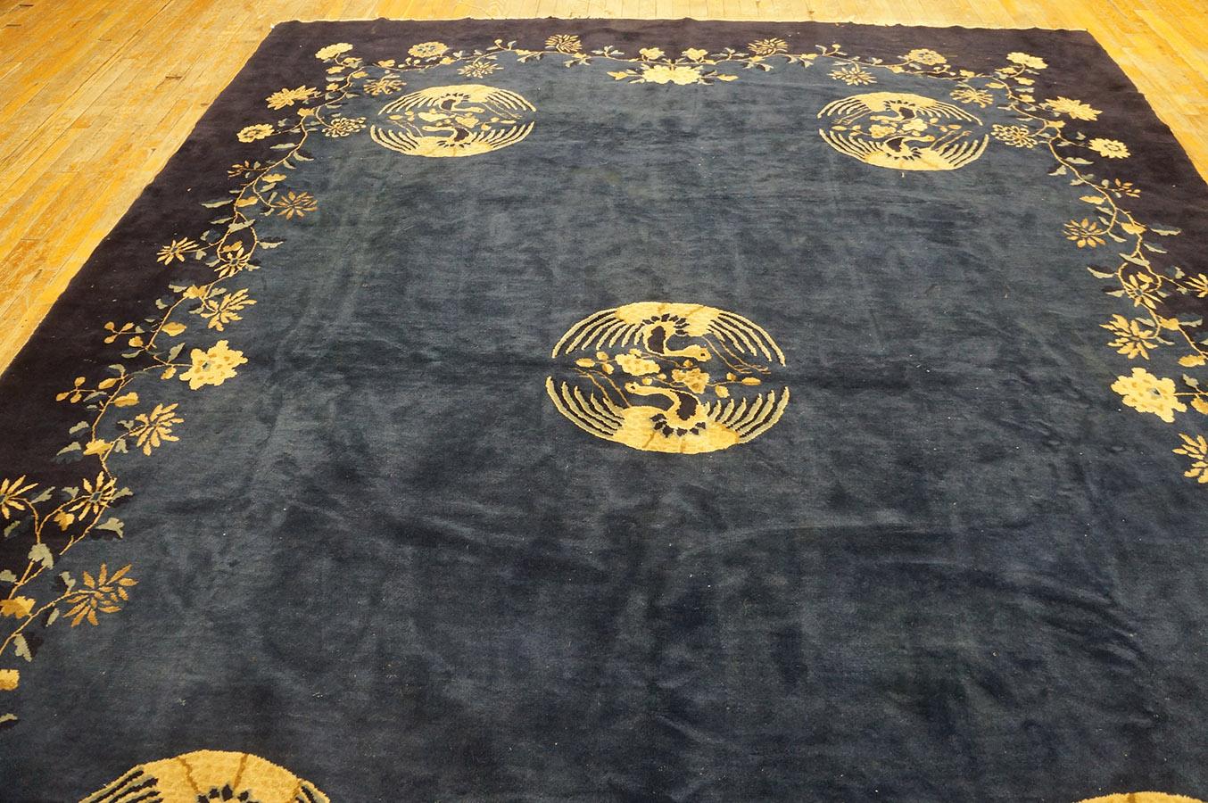 Antique Chinese Peking Rug 8' 10''x 11' 8'' For Sale 1