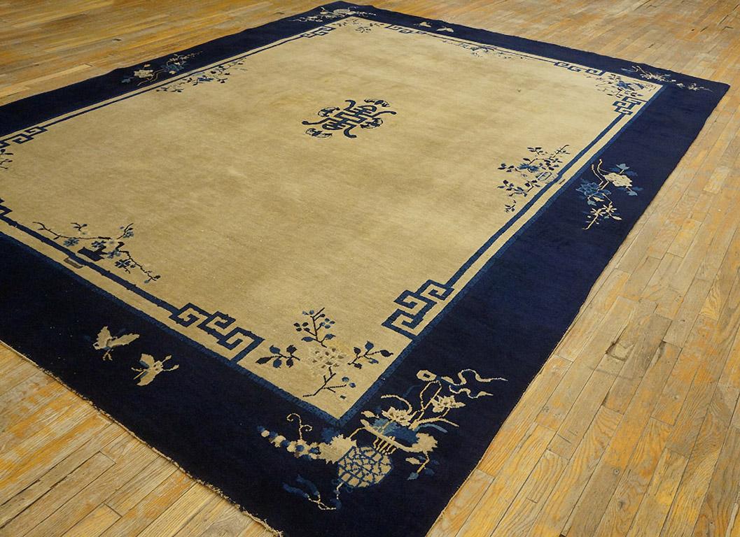 Noué à la main Tapis pékinois ancien de 8' 11