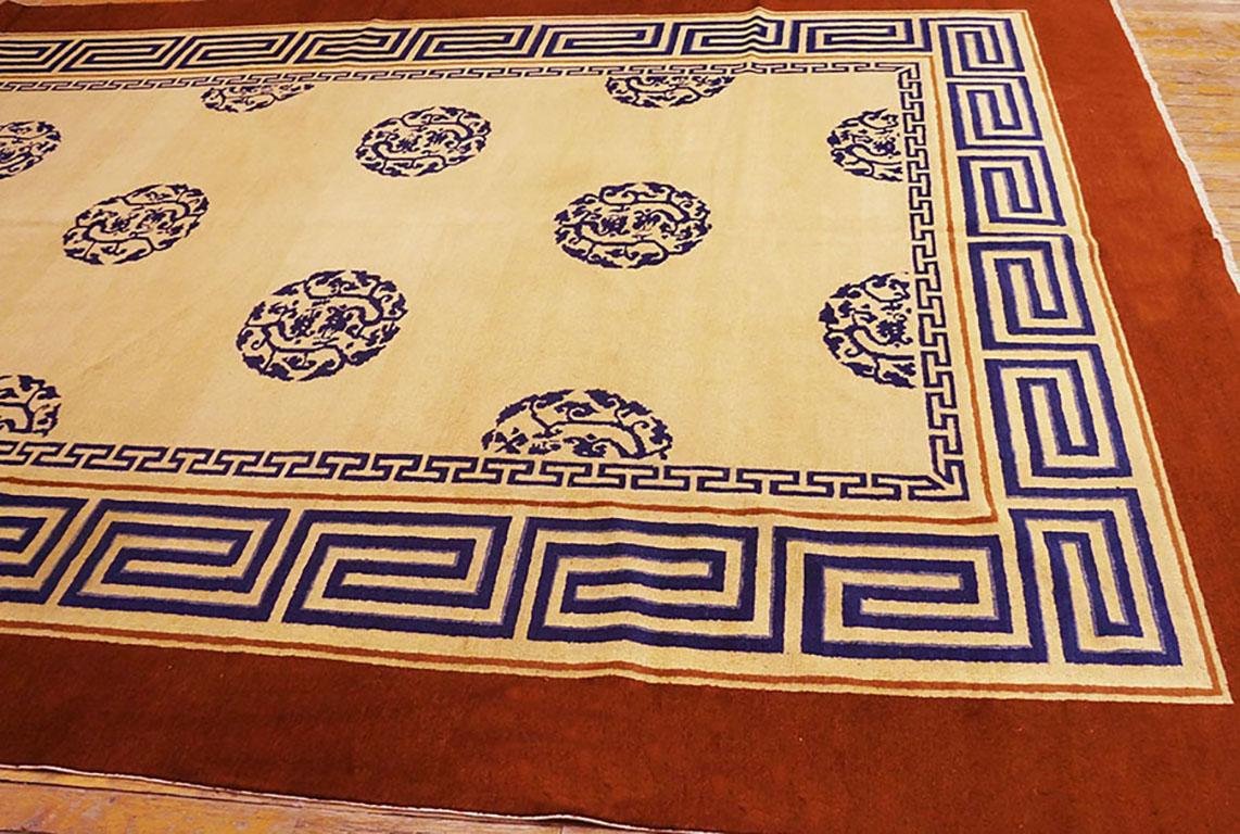 Laine Tapis chinois de Pékin du 19ème siècle dans le style Kangxi ( 8' x 13' 6