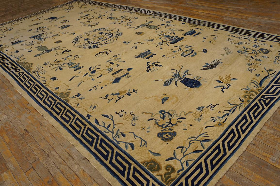 Antique Chinese Peking rug ivory background, Size:8'1