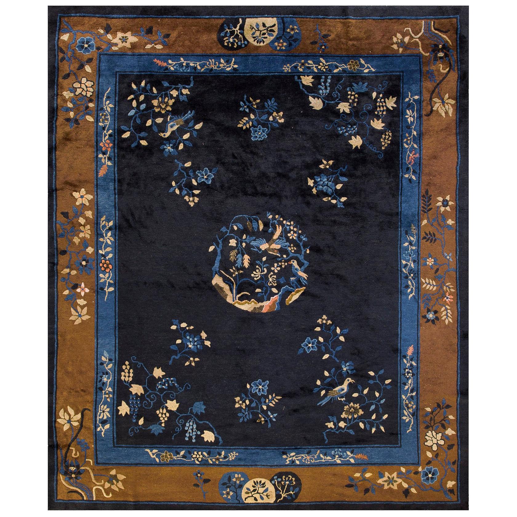 Antique Chinese Peking Rug 8' 2" x 9' 8". For Sale