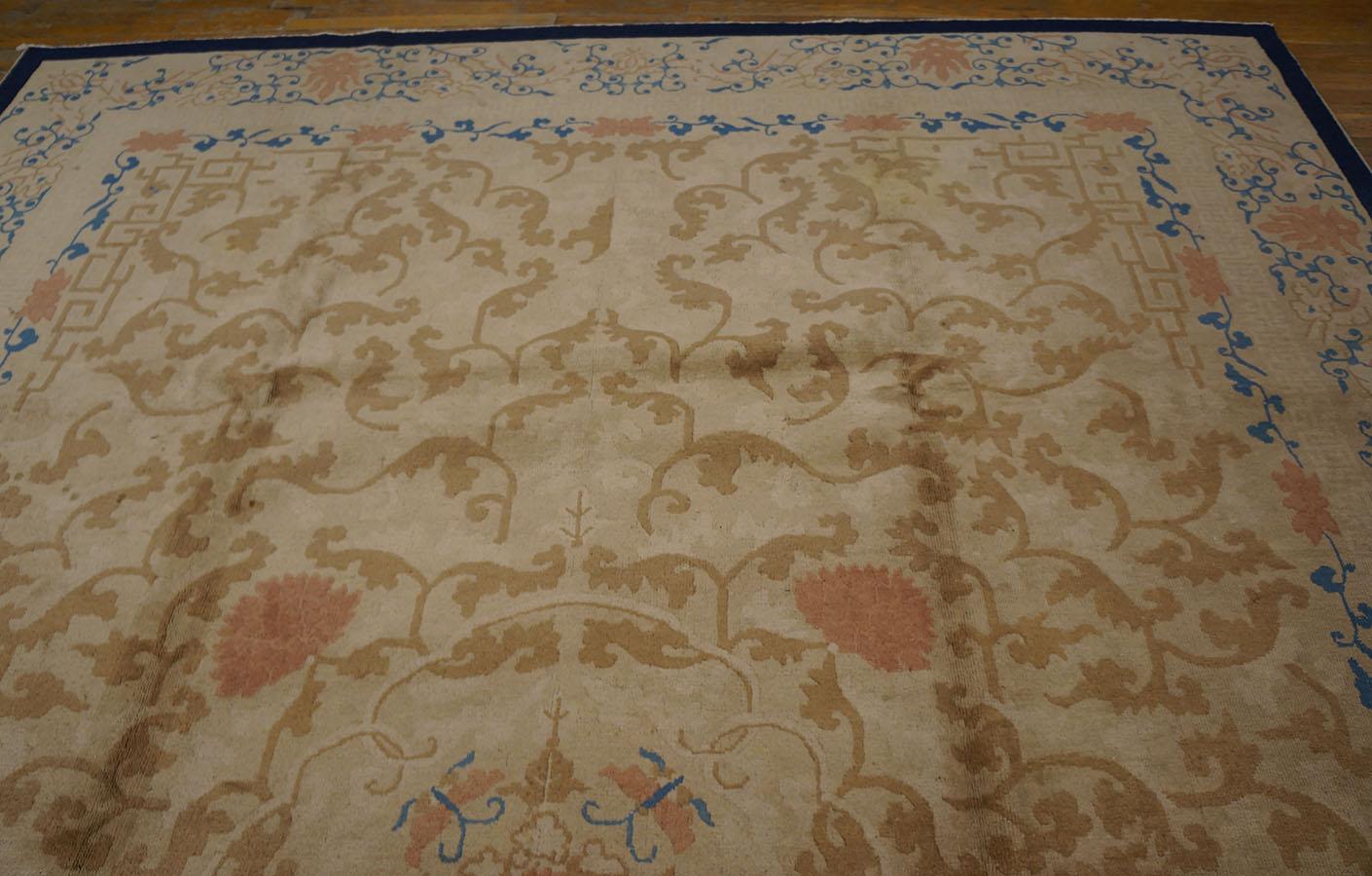 Antiker chinesischer Peking-Teppich 3,66 m x 4,66 m (Handgeknüpft) im Angebot