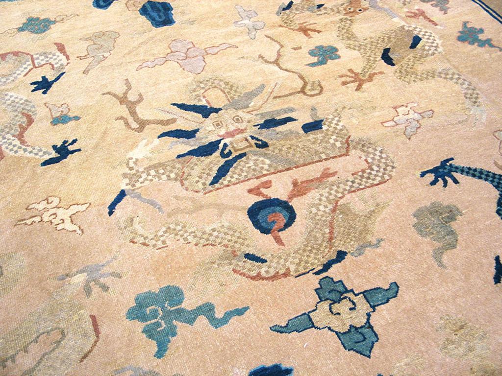 Wool 19th Century Chinese Peking Dragon Carpet ( 8'7