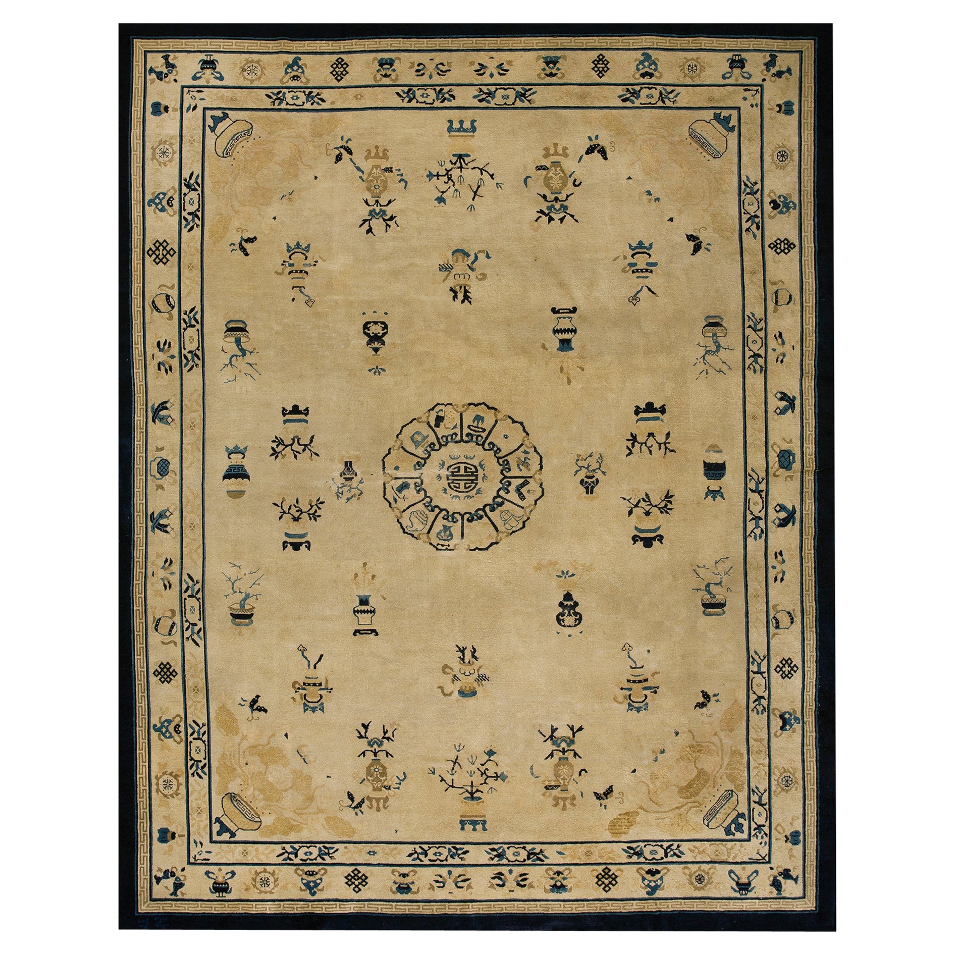 Tapis chinois ancien de Pékin de 9' 0""" x 11' 4"