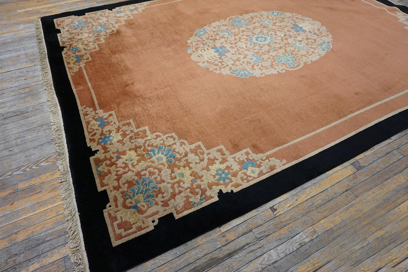 Wool Early 20th Century Chinese Peking Carpet ( 9' x 11'8'' - 275 x 355 ) For Sale