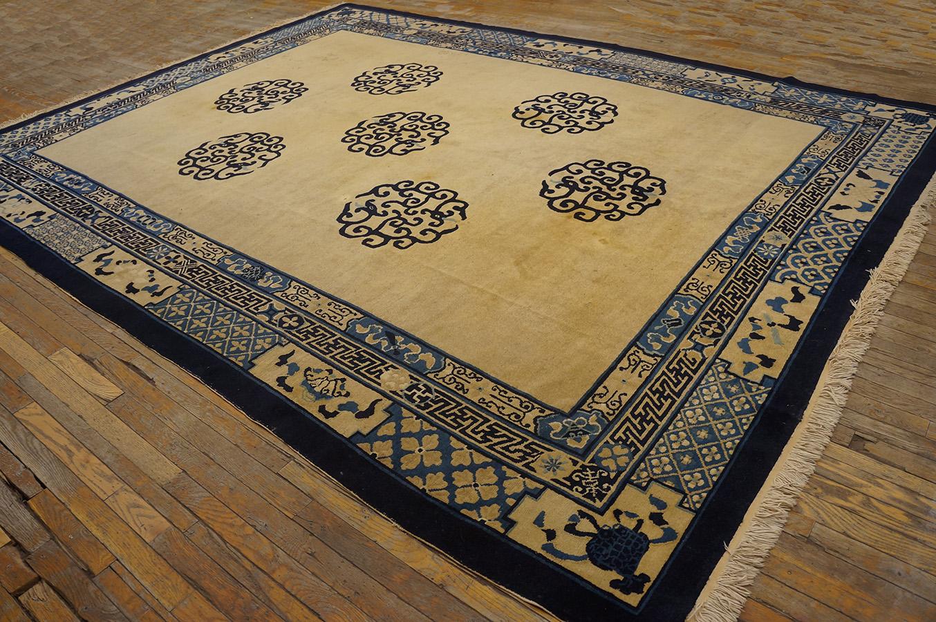 19th Century Chinese Peking Carpet ( 9' x 11'8'' - 275 x 355 ) For Sale 1