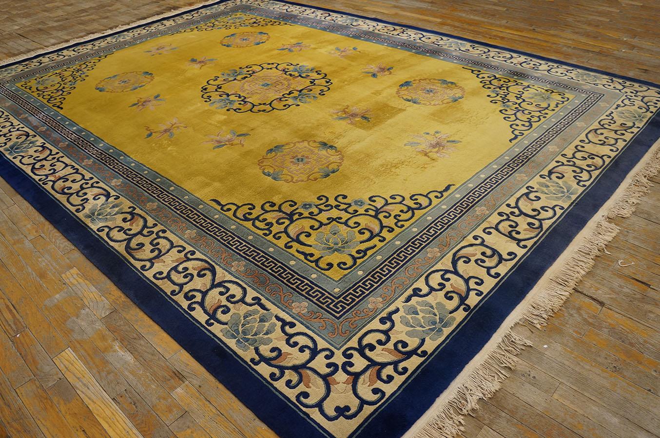 Hand-Knotted Antique Chinese, Peking Rug 9' 0'' x 12' 0'' For Sale