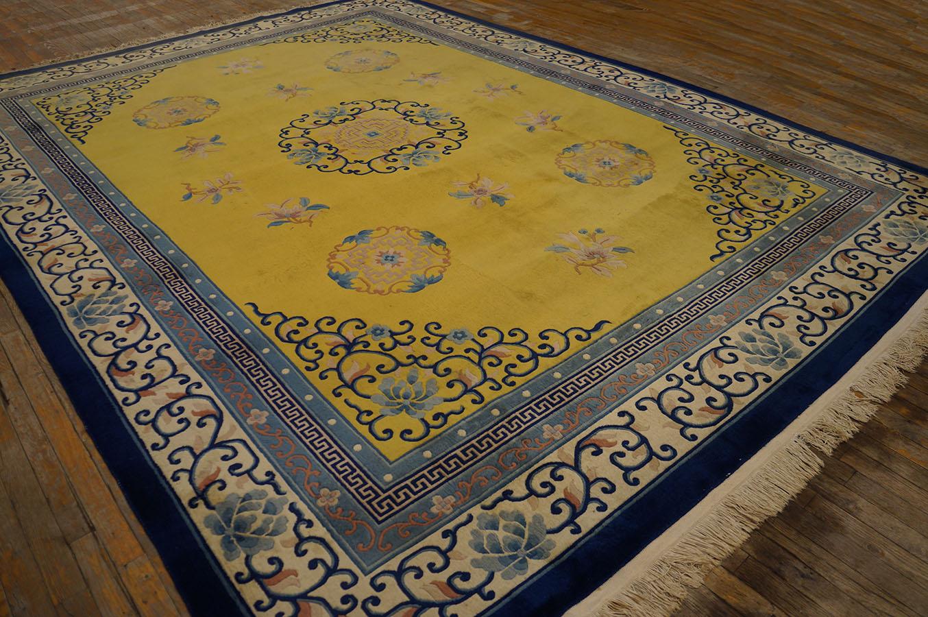 Antique Chinese, Peking Rug 9' 0'' x 12' 0'' In Good Condition For Sale In New York, NY