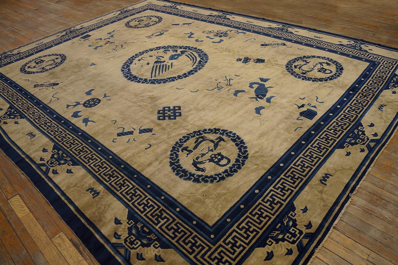 Antique Chinese Peking Rug 9' 0''x 11'6'' For Sale 3
