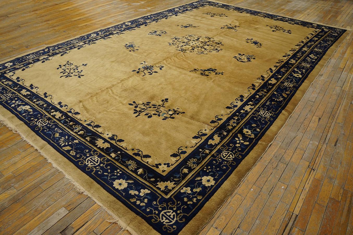 Hand-Knotted Antique Chinese Peking Rug 9' 0'' x 14' 3'' For Sale