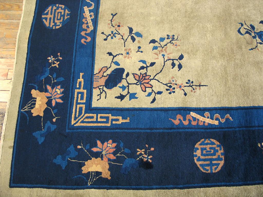 Hand-Knotted Antique Chinese Peking Rug 9' 2'' x 11' 8''  For Sale