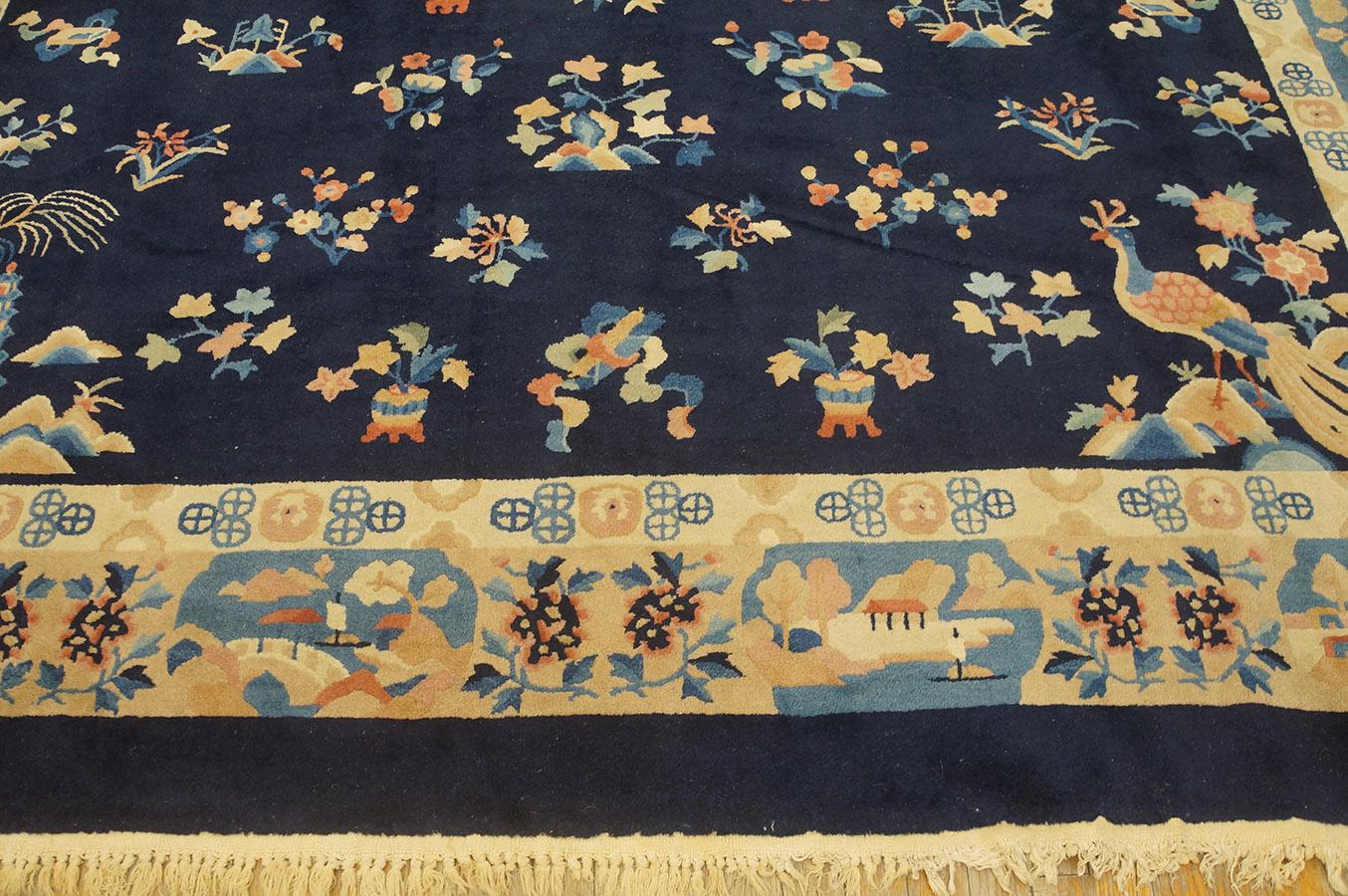 Wool Early 20th Century Chinese Peking Carpet ( 9'2'' x 11'8'' - 280 x 355 ) For Sale