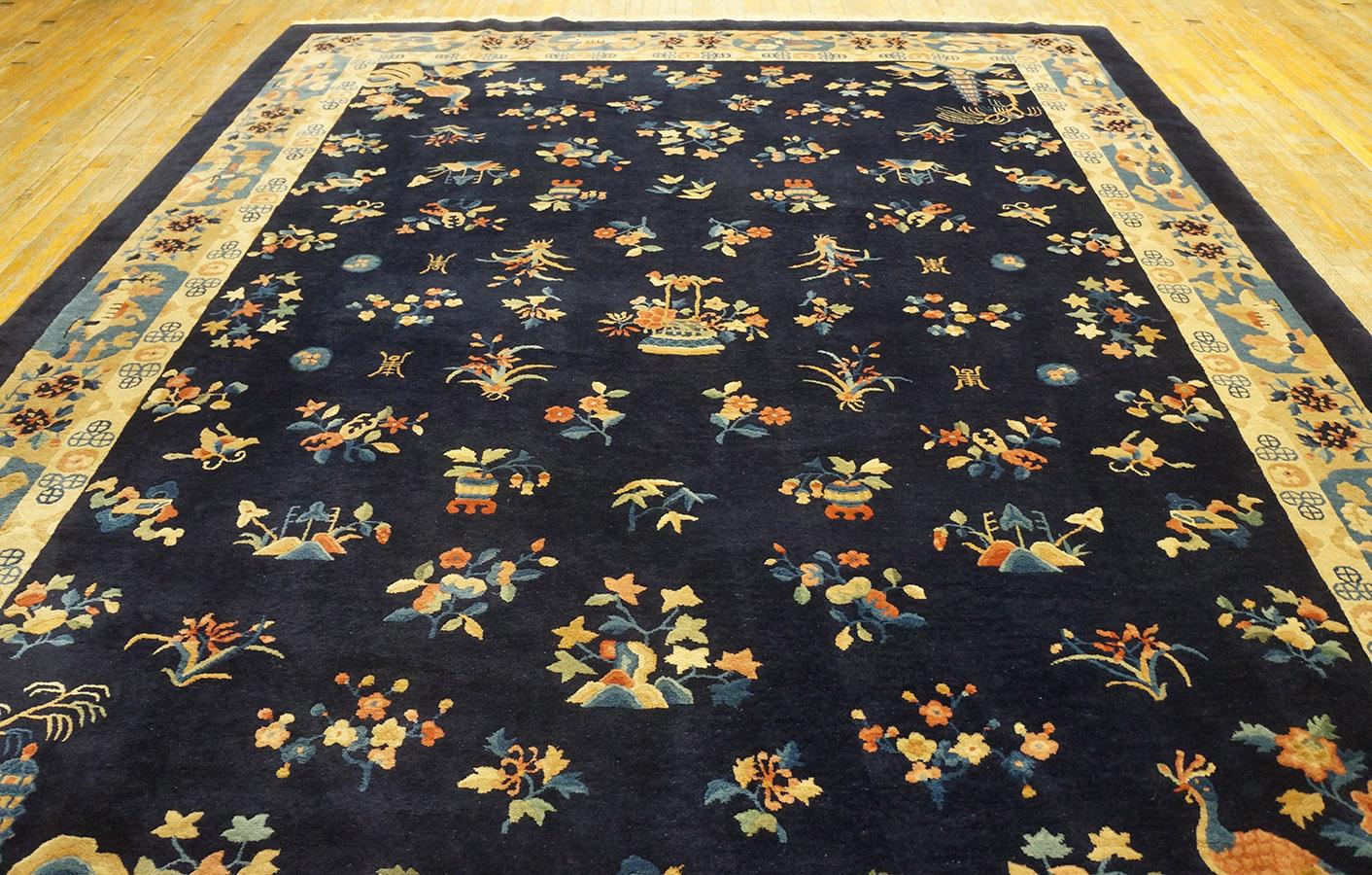 Laine Tapis chinois de Pékin du début du 20ème siècle ( 9'2'' x 11'8'' - 280 x 355 ) en vente
