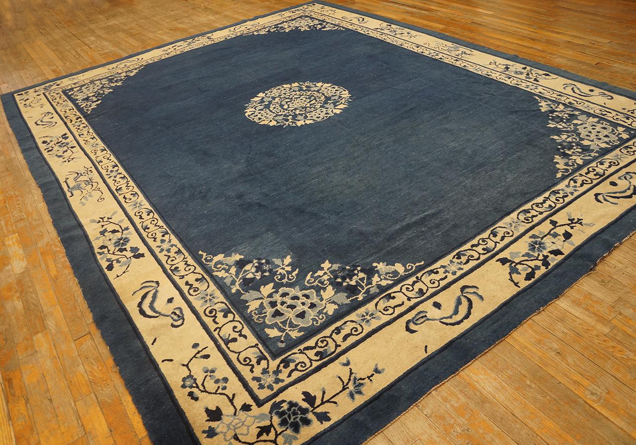 Hand-Knotted Antique Chinese Peking Rug 9' 2'' x11' 8'' For Sale