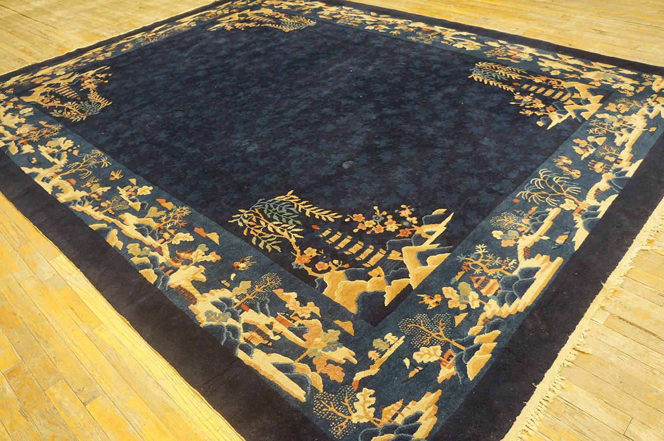 Antique Chinese Peking Rug 9' 2''x11' 9'' For Sale 1
