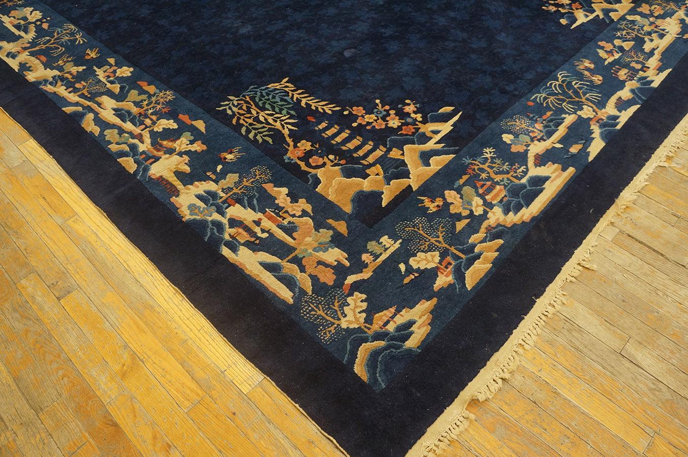 Antique Chinese Peking Rug 9' 2''x11' 9'' For Sale 2