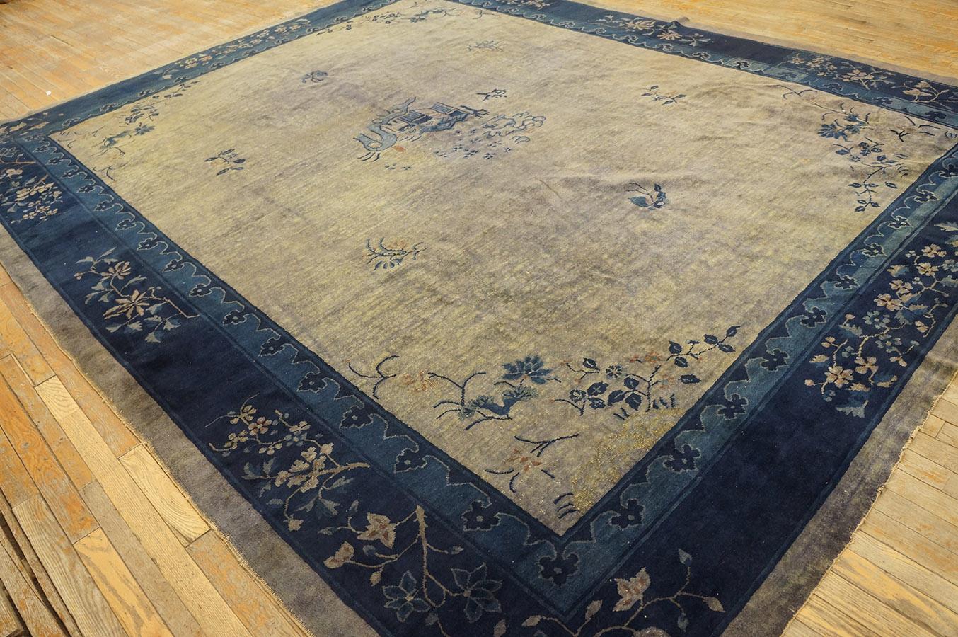 Antique Chinese Peking Rug 9' 3'' x 11' 6'' In Good Condition For Sale In New York, NY