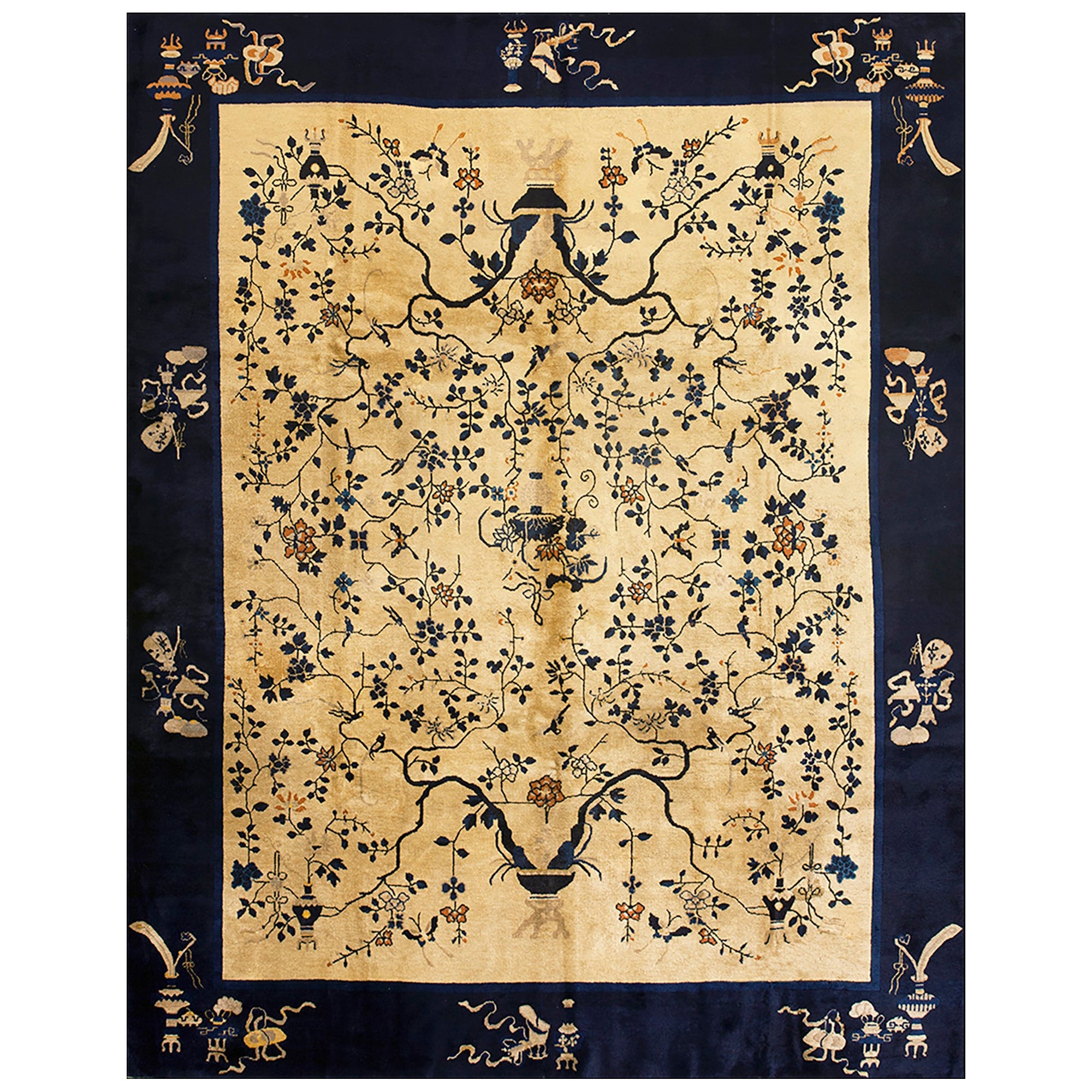 Tapis chinois pékinois ancien de 9' 3'' x 11' 6''