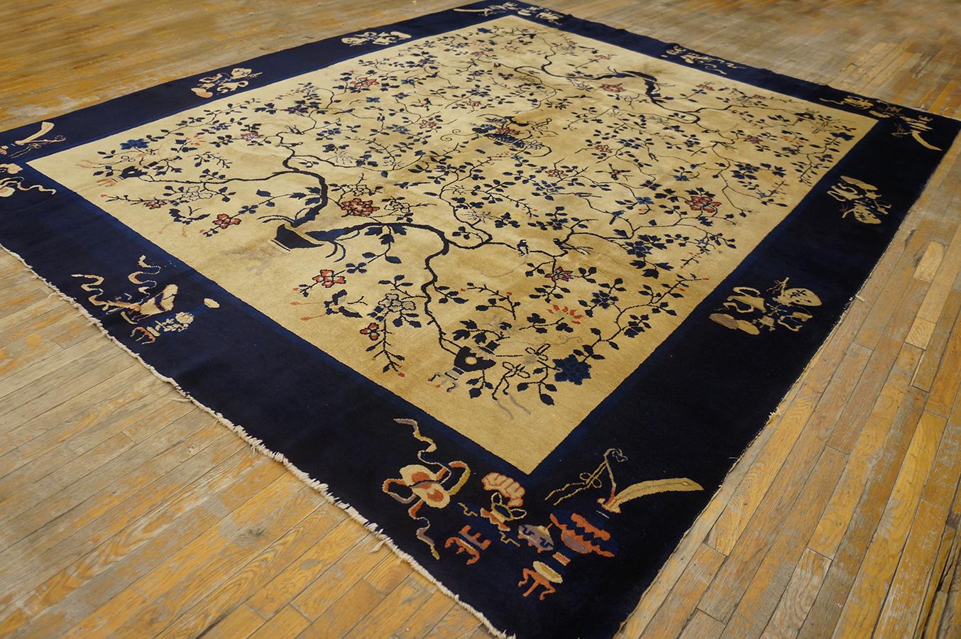Antique Chinese peking rug. Measures: 9' 3'' x 11' 6''.