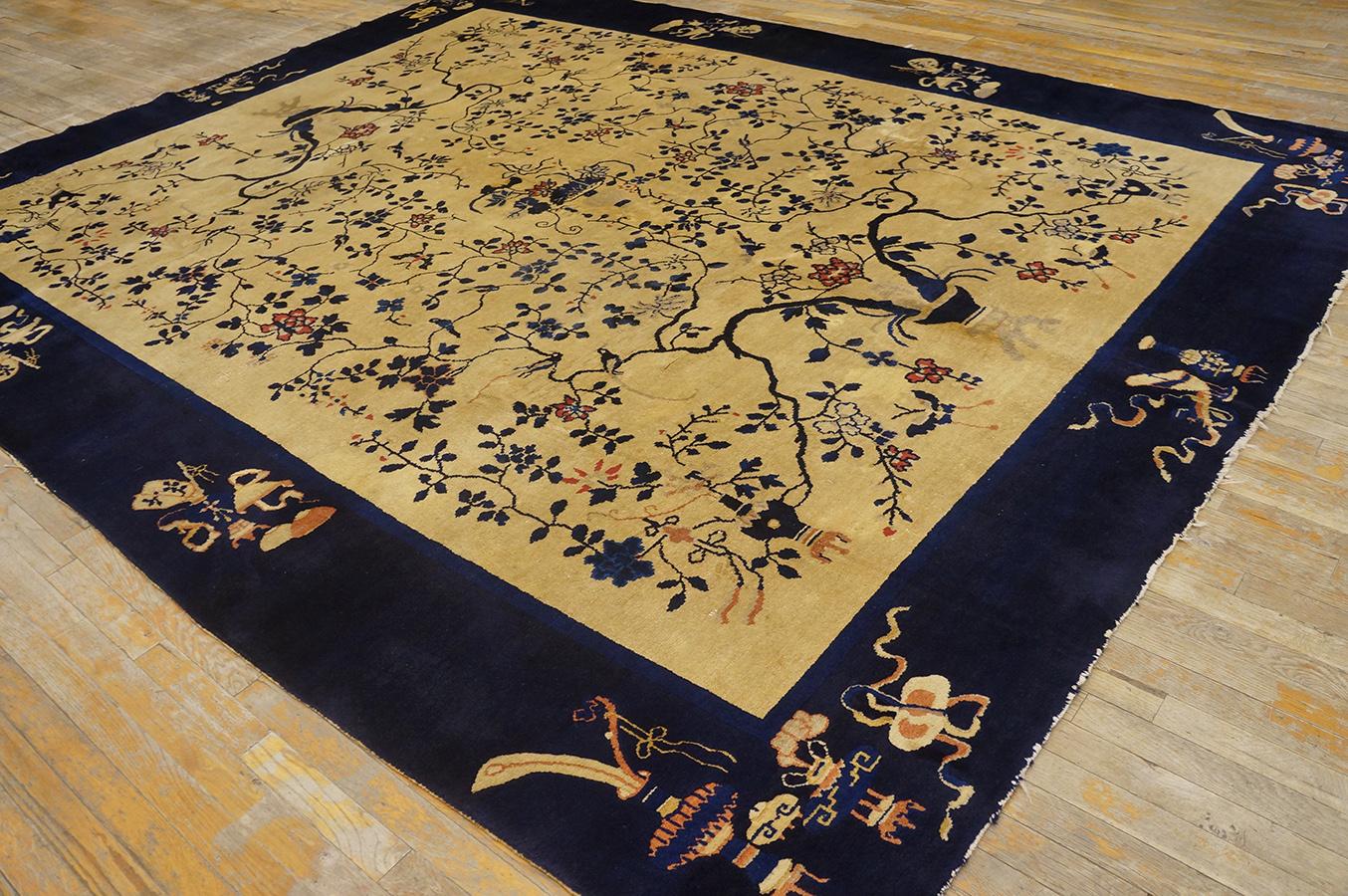 Hand-Knotted Antique Chinese Peking Rug 9' 3'' x 11' 6'' For Sale