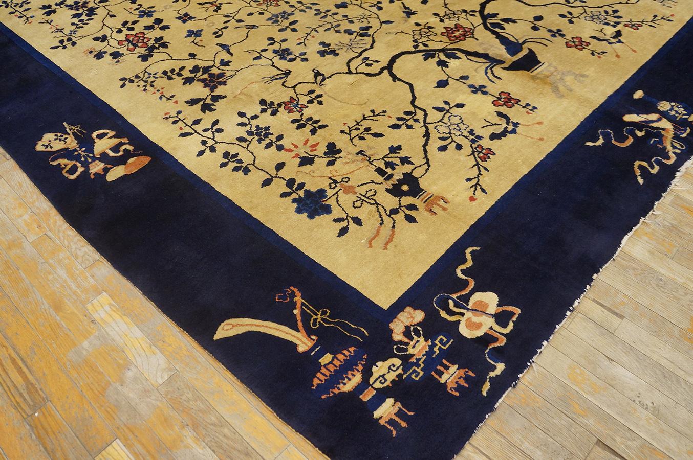 Antique Chinese Peking Rug 9' 3'' x 11' 6'' In Good Condition For Sale In New York, NY