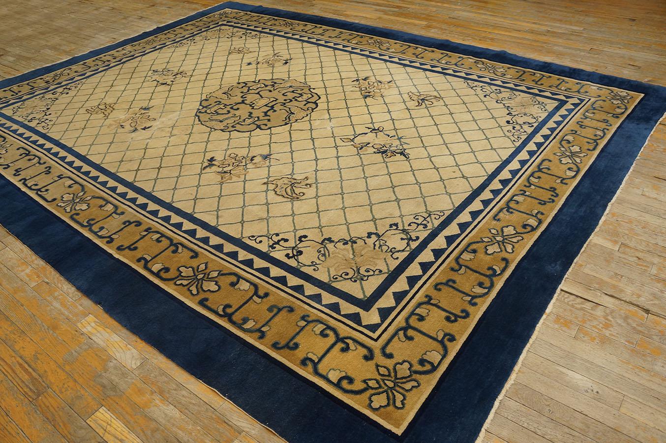 Hand-Knotted 19th Century Chinese Peking Carpet ( 9' x 11'8