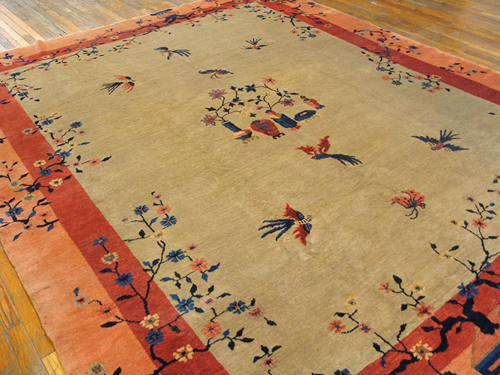 Wool Early 20th Century Chinese Peking Carpet ( 9'2