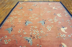 1880s Pink Antique Chinese Art Deco Peking Hand Knotted Rug 9'3" x 11'9"