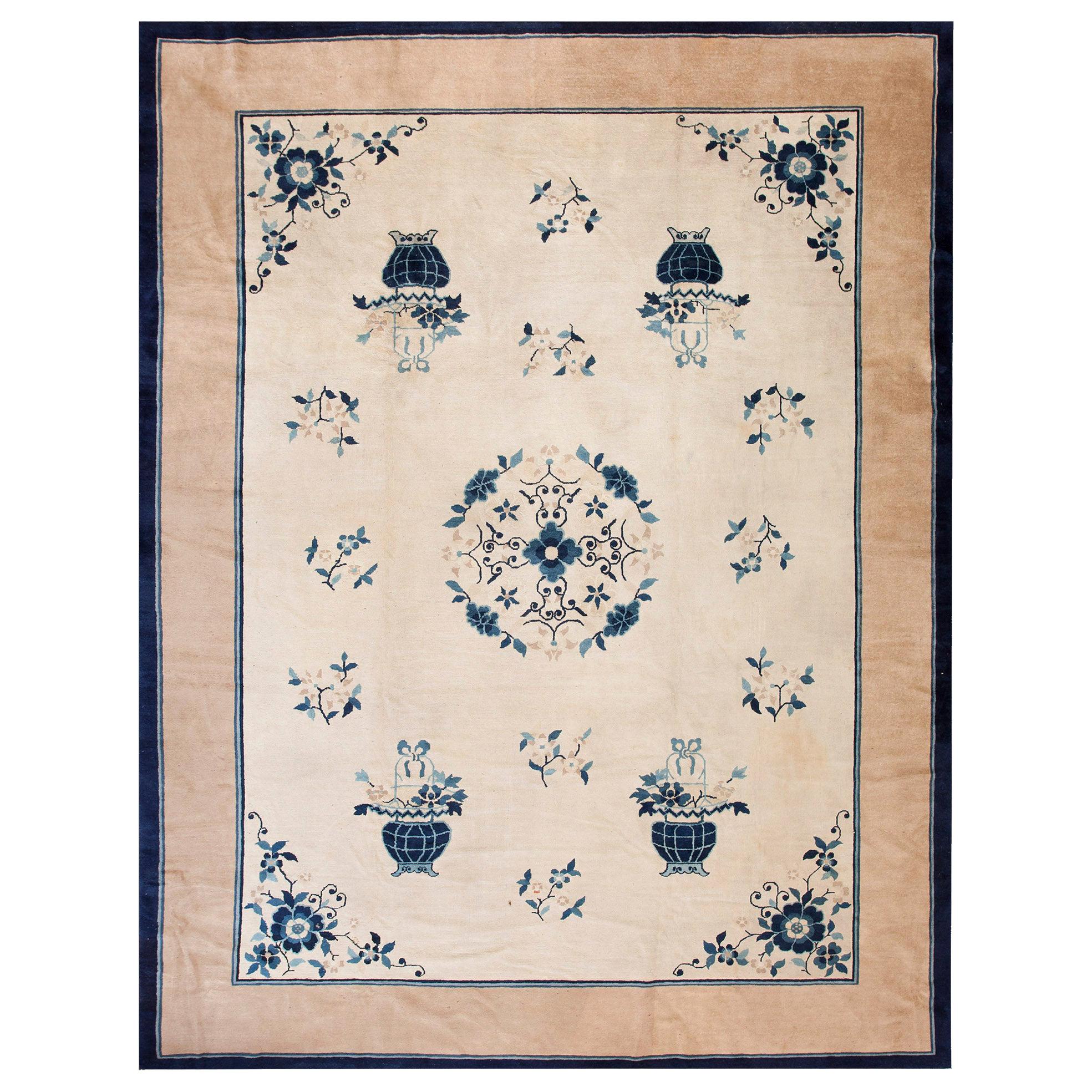 Tapis chinois ancien de Pékin de 9' 3"" x 11' 9""
