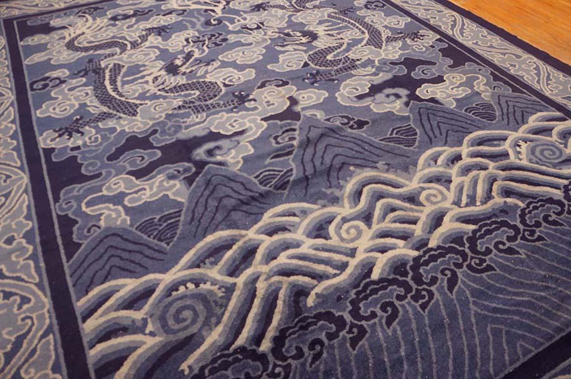 Wool Early 20th Century Chinese Peking Carpet ( 9'4