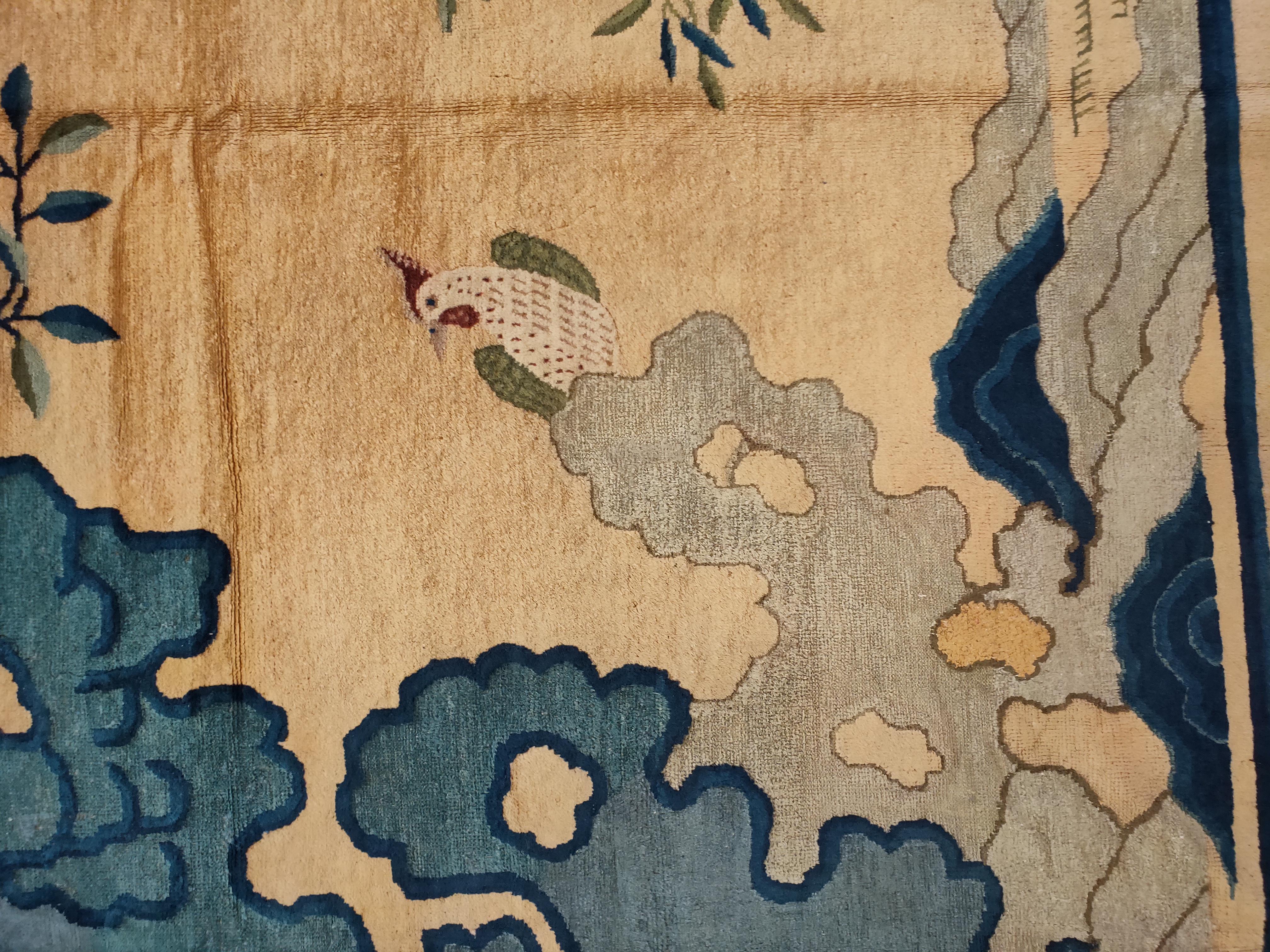 Early 20th Century Chinese Peking Scenic Carpet ( 9'6