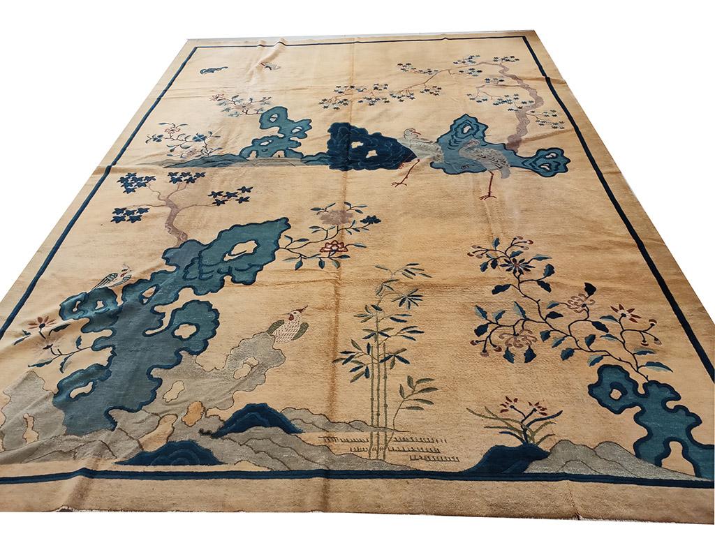 Early 20th Century Chinese Peking Scenic Carpet ( 9'6