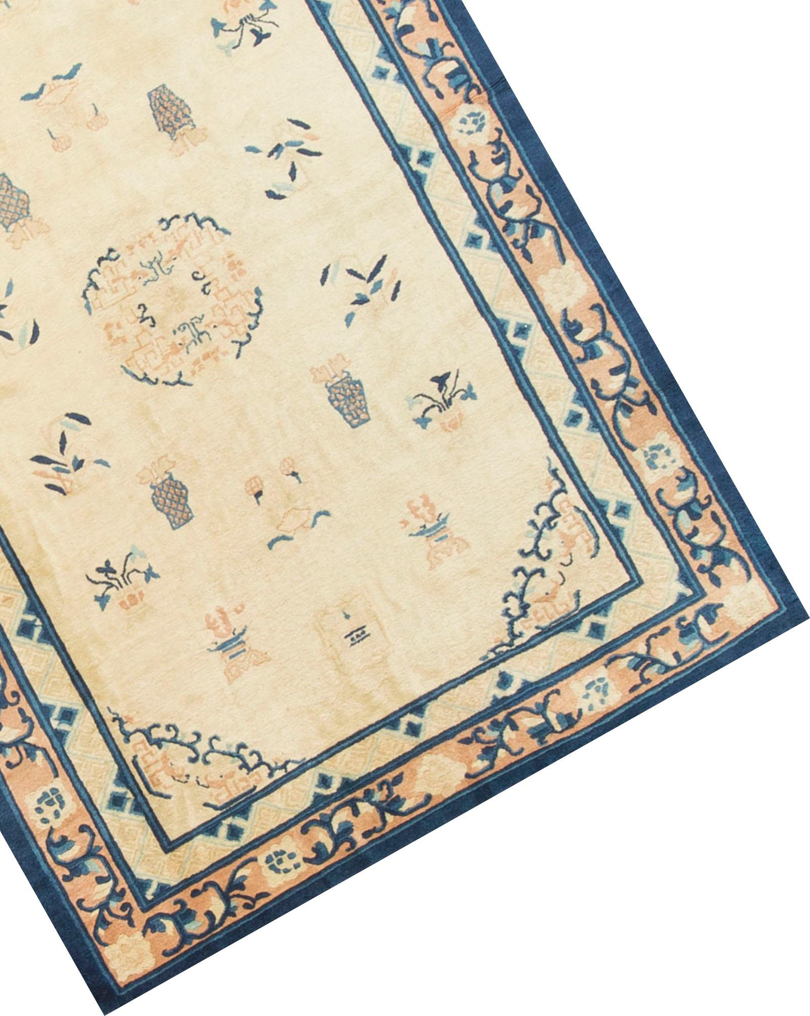 Noué à la main Tapis chinois ancien de Pékin d'antiquités, circa 1900  6' x 9' pouces en vente