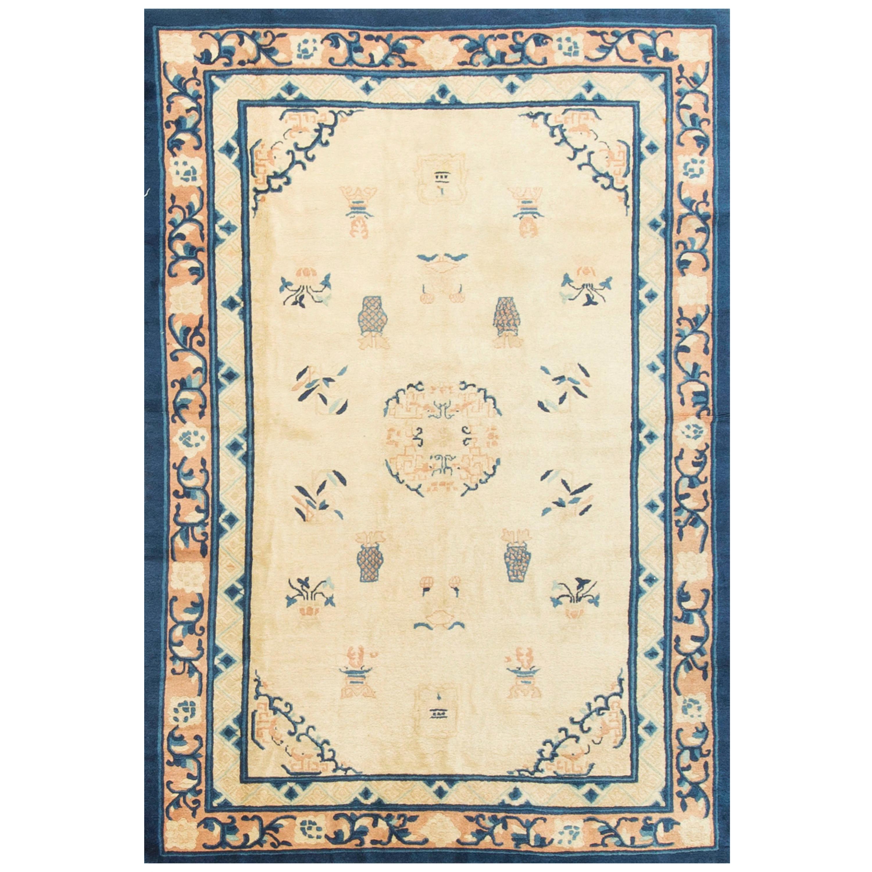 Antique Chinese Peking Rug Carpet Circa 1900  6' x 9'