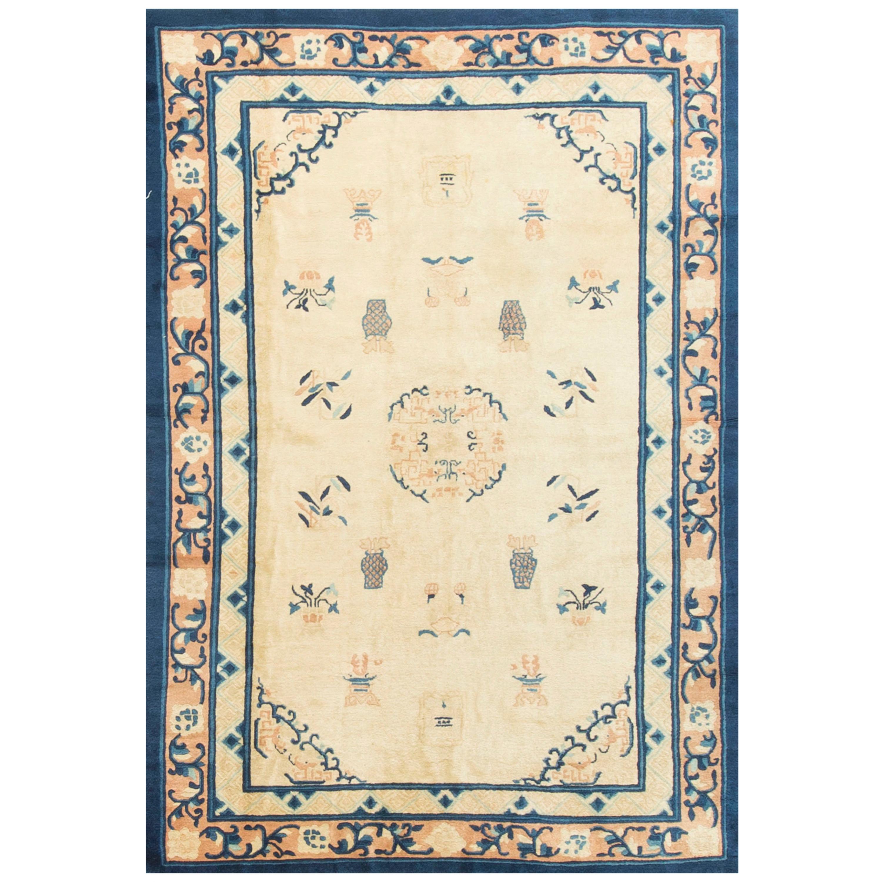 Antique Chinese Peking Rug Carpet Circa 1900  6' x 9' For Sale