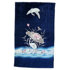 Antique Chinese Peking Rug, Cranes & Floral, 1890s, 3.1 x 5.1 ft -1C1264