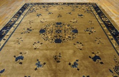 Erstaunlich Beige Farbe mit zarten Blumen-Medaillon Antike chinesische Peking-Teppich