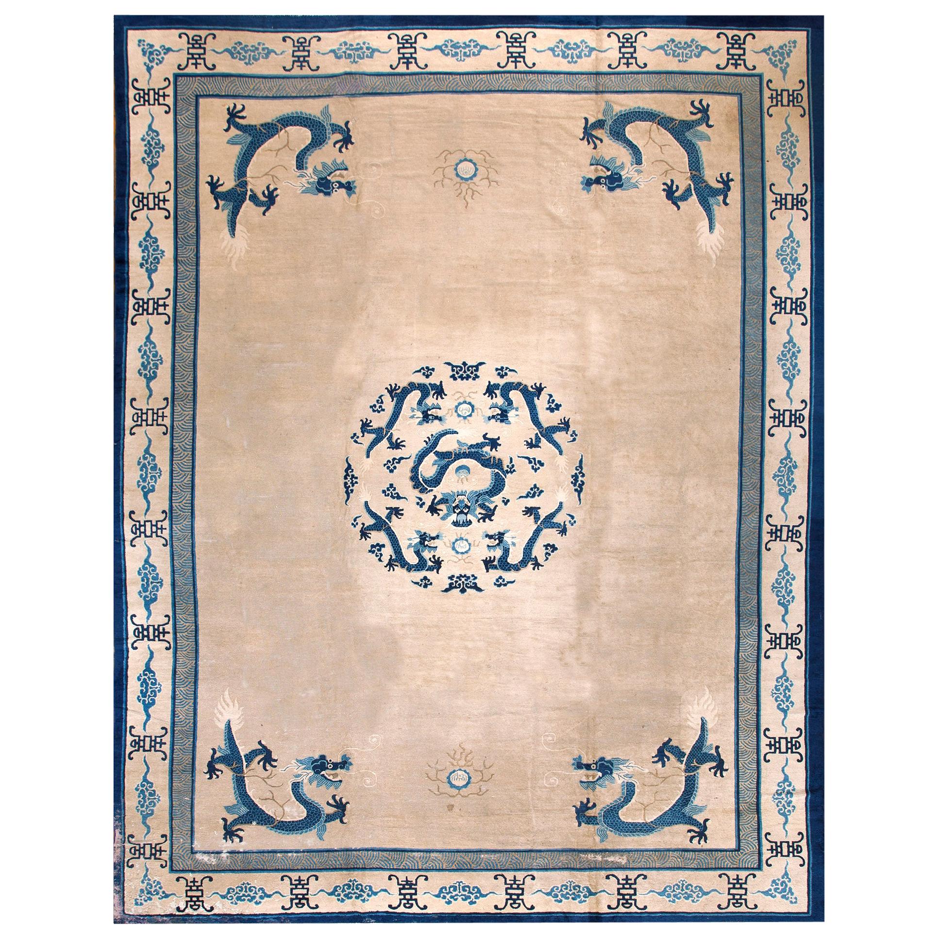 Antique Chinese Peking Rug 11' 10" x 15' 6" For Sale