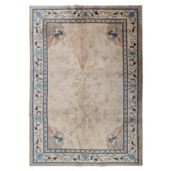 Antico tappeto cinese Peking Peacock Beige 6x9 Antico tappeto Art Deco 1900