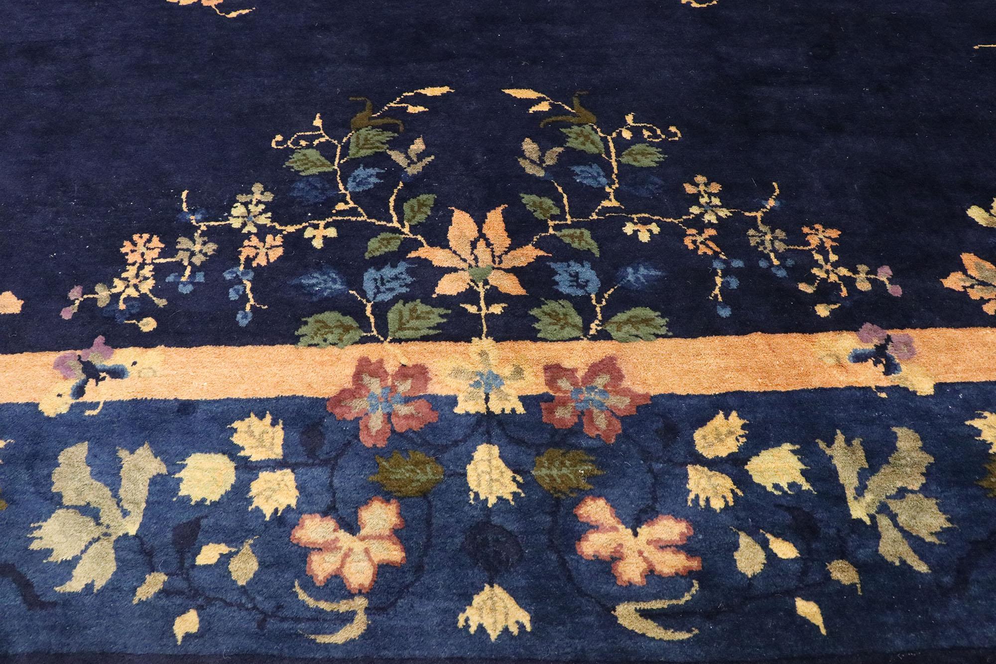 Antique Chinese Peking Rug with Art Deco Style Inspired by Walter Nichols In Good Condition In Dallas, TX