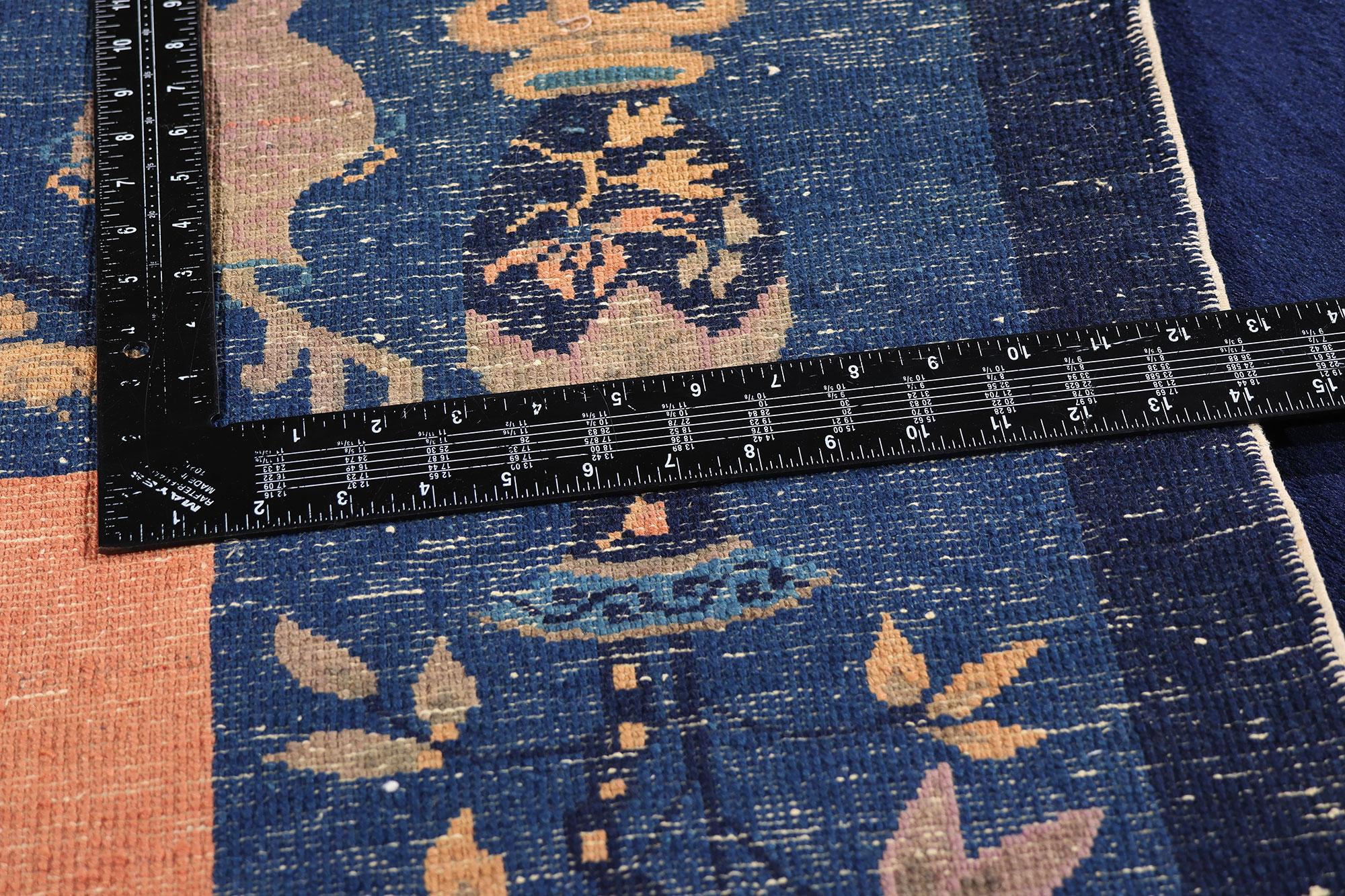 1920's Antique Blue Chinese Peking Carpet with Traditional Style For Sale 2